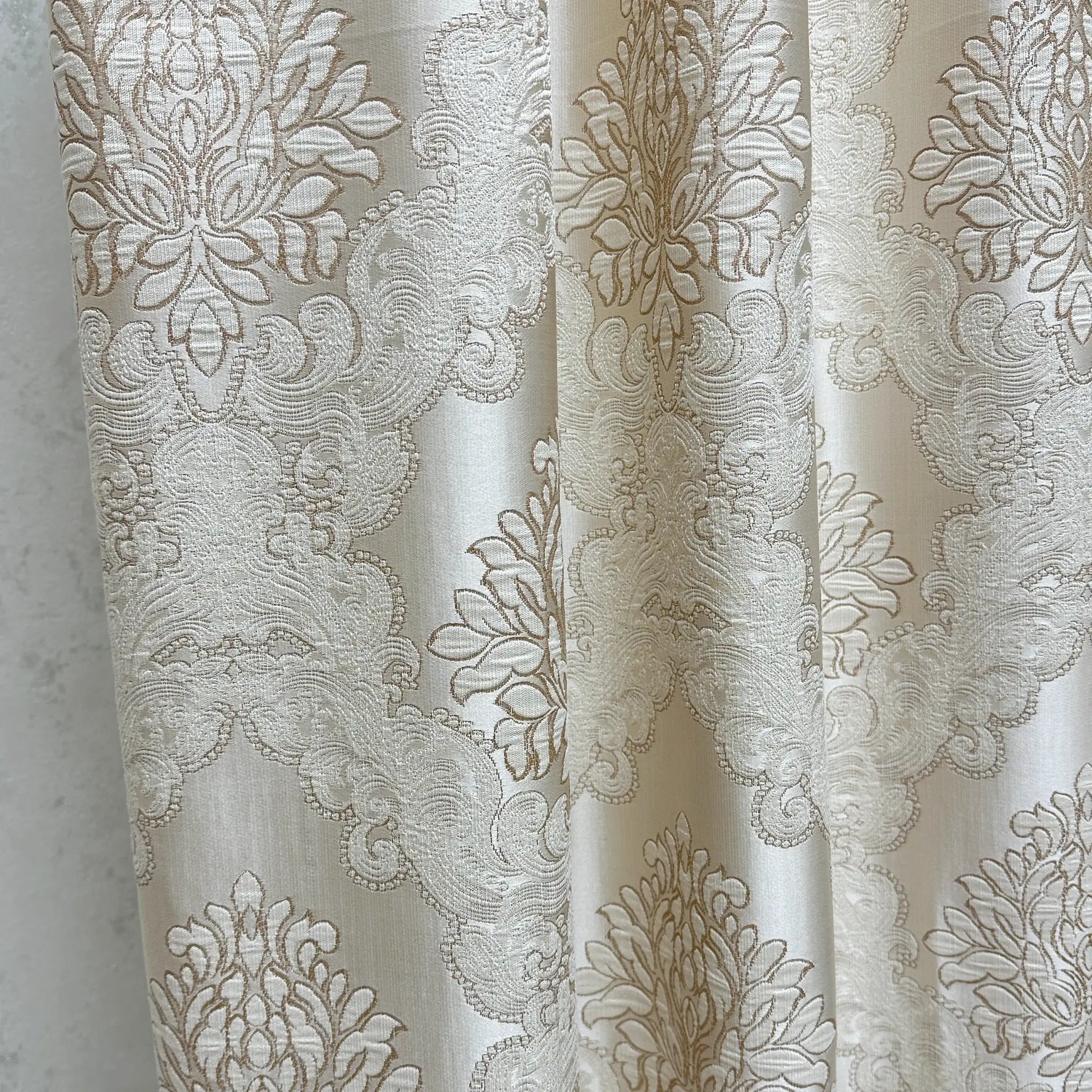 Jacquard Damask Curtains for Living Room, Ivory Gold, Custom Made in Vintage Victorian Style