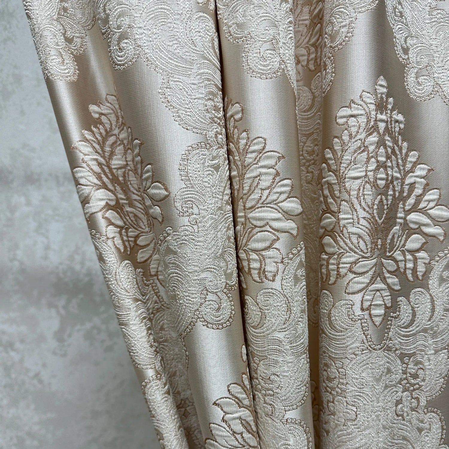 Jacquard Damask Curtains for Living Room, Ivory Gold, Custom Made in Vintage Victorian Style