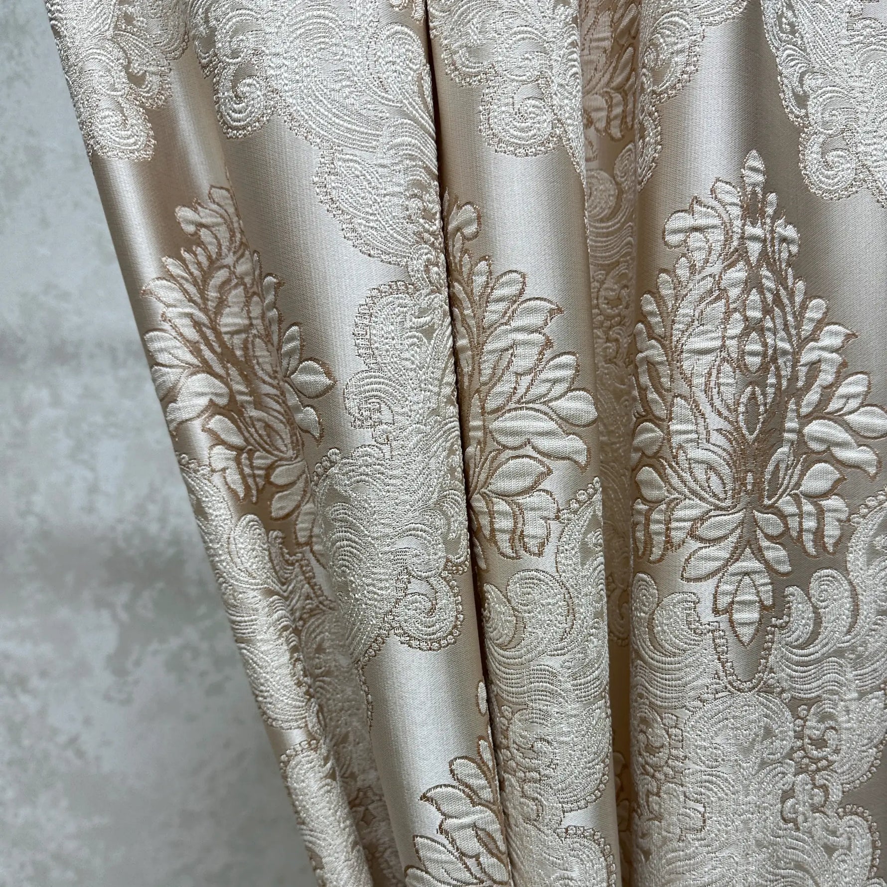 Jacquard Damask Curtains for Living Room, Ivory Gold, Custom Made in Vintage Victorian Style
