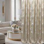 Jacquard Damask Curtains for Living Room, Ivory Gold, Custom Made in Vintage Victorian Style
