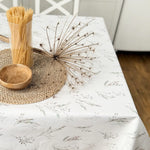 Linen Tablecloth Waterproof Wipeable, Botanical Floral Table Cover, Cottage Style