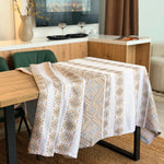 Striped Ethnic Ukrainian Ornamental Linen Tablecloth - Blue/Beige