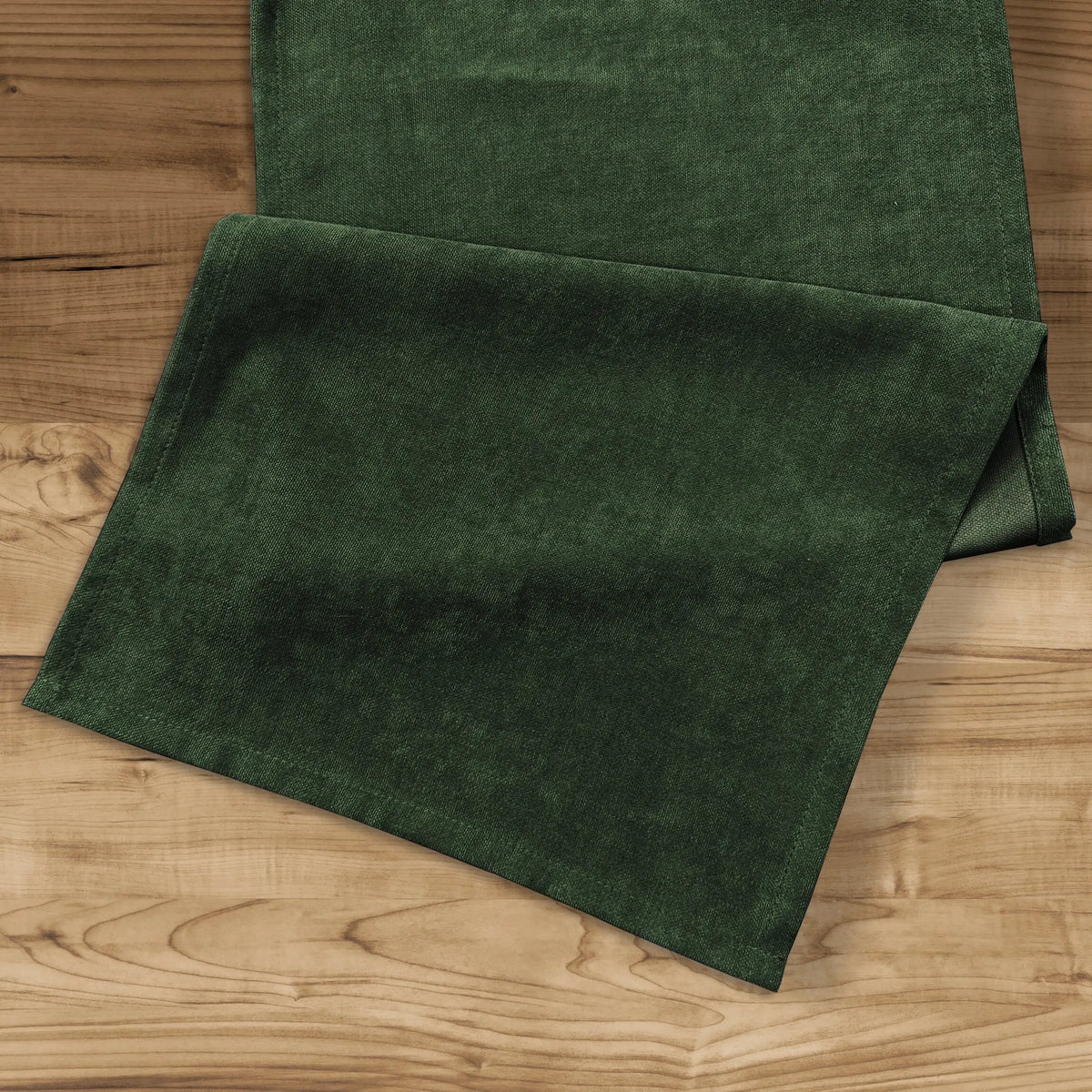 Dining Table Runner, Plain Green Moss Сhristmas Fabric 