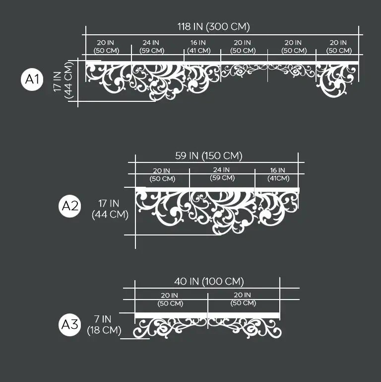 sizes of Openwork Curtain Lambrequin