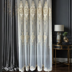 Sheer Curtains with Arabic Lace Rich Gold Embroidery