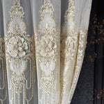 Sheer Curtains with Arabic Lace Rich Gold Embroidery