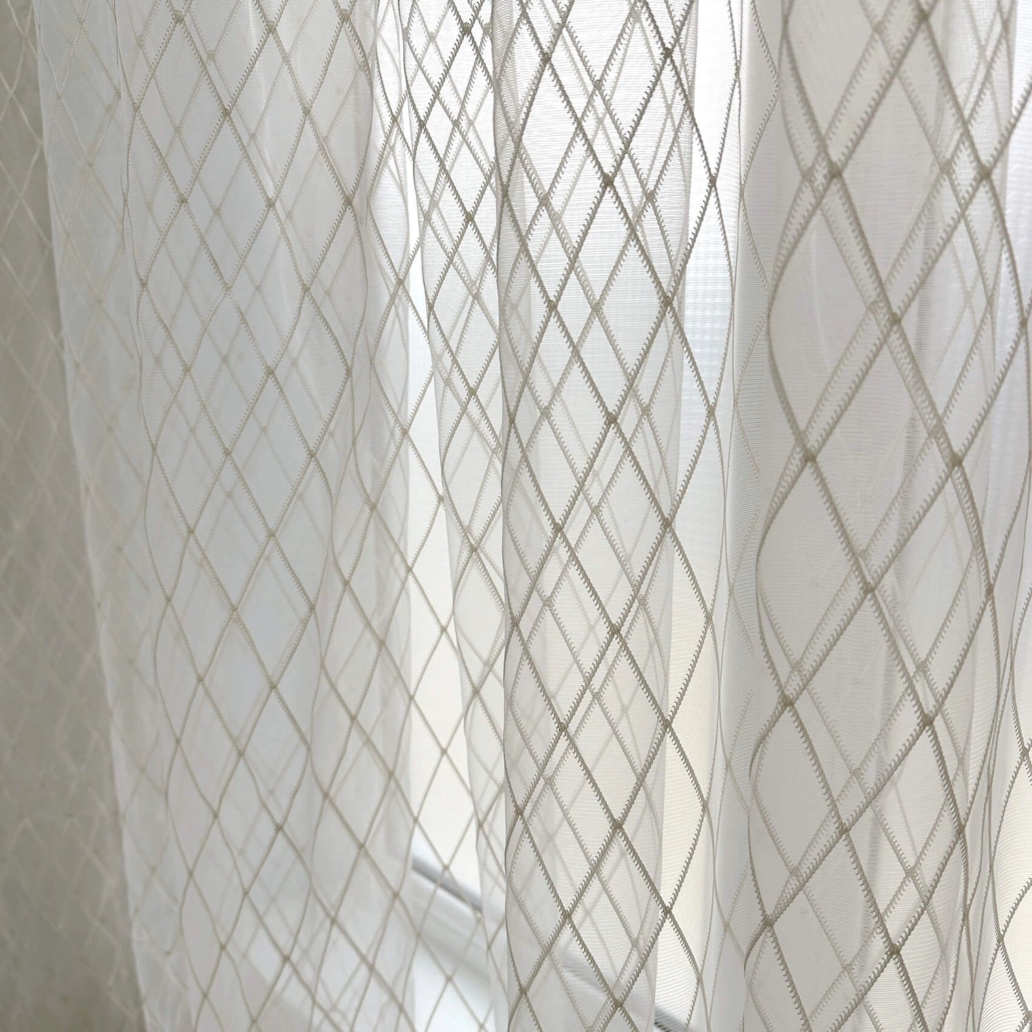 Lace Curtain with Geometric Pattern, Custom Made Voile Bedroom Tulle