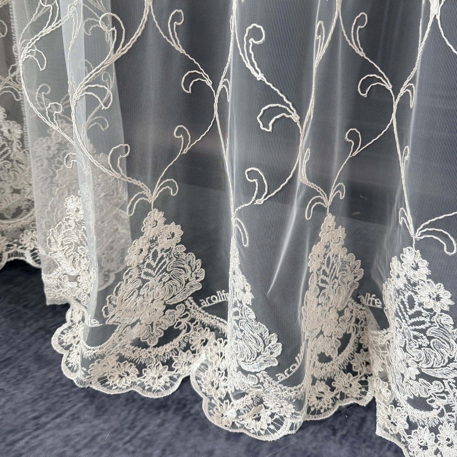 Luxury European Style Off-White Sheer Lace Curtains with Embroidery – Tuana Collection 5