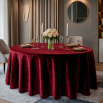 Custom Burgundy Red Velvet Tablecloth: Luxury Wedding & Holiday Decor