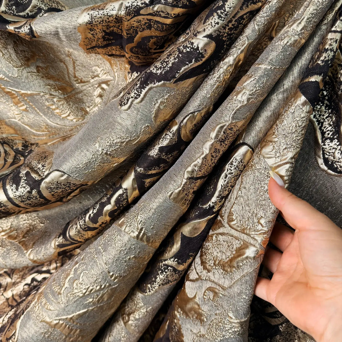 Elegant Vintage Floral Curtains | Custom Gray & Gold Dark Academia Drapes