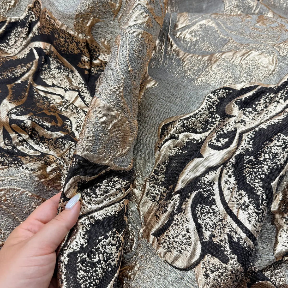 Elegant Vintage Floral Curtains | Custom Gray & Gold Dark Academia Drapes